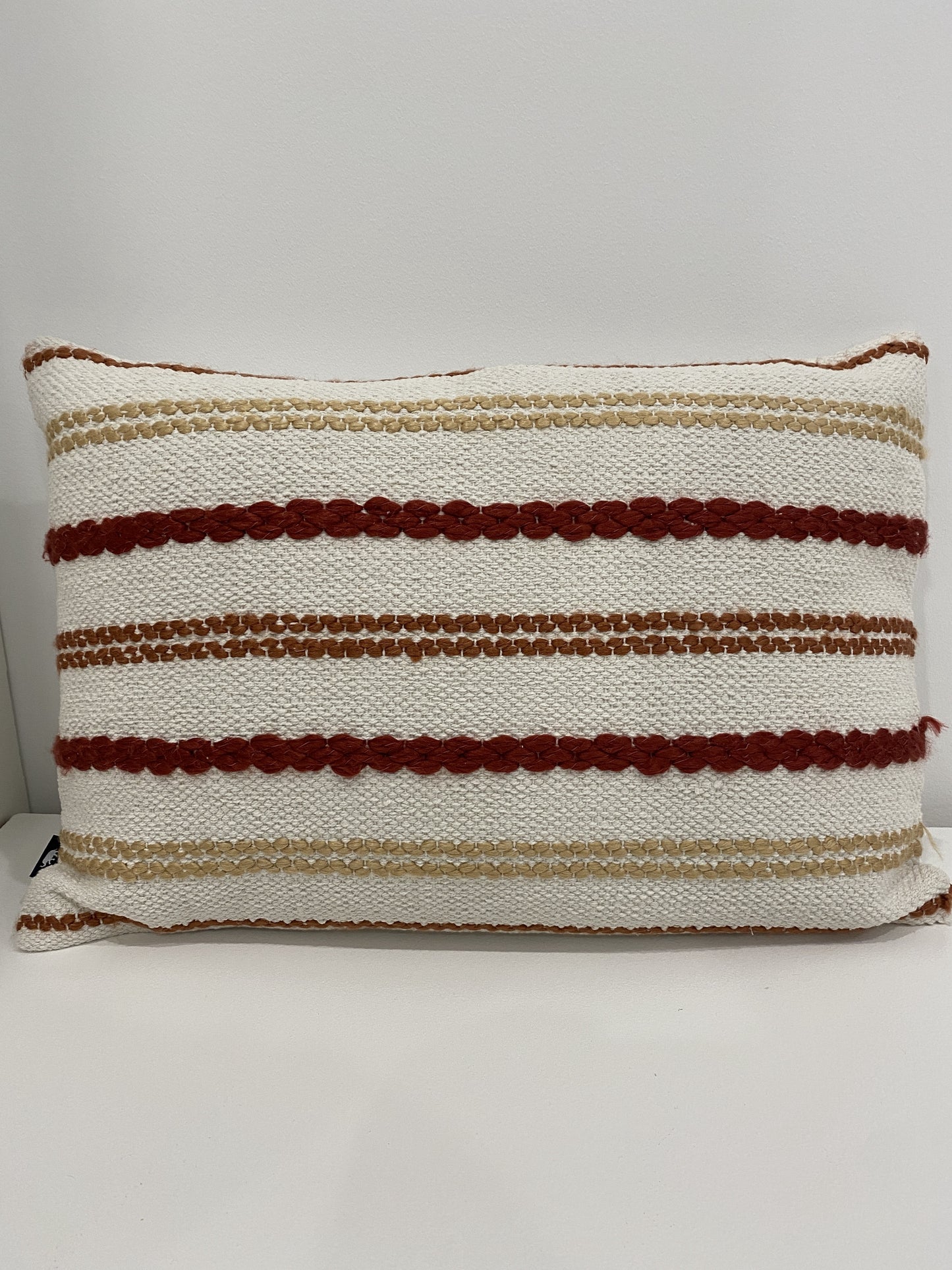 Nelson red / Orange Stitched stripe cushion