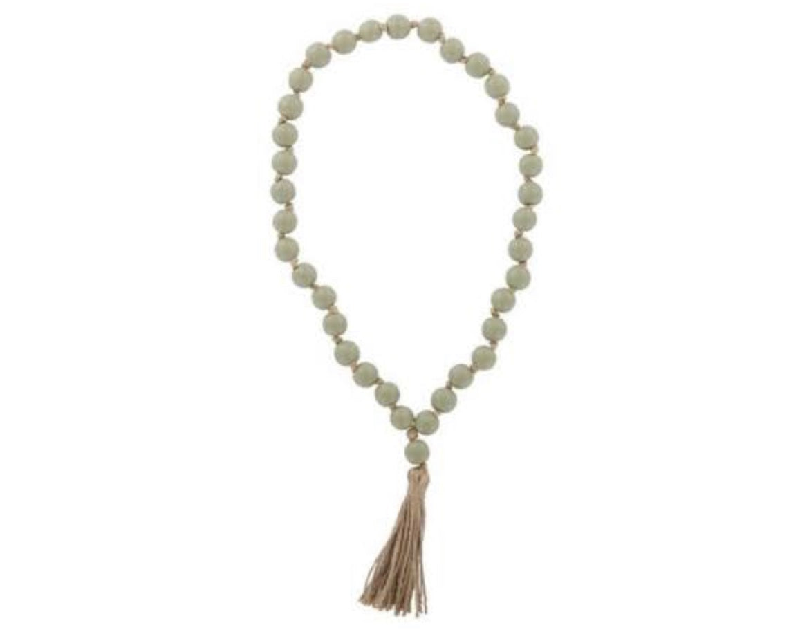 Saffron wooden hanging beads Sage