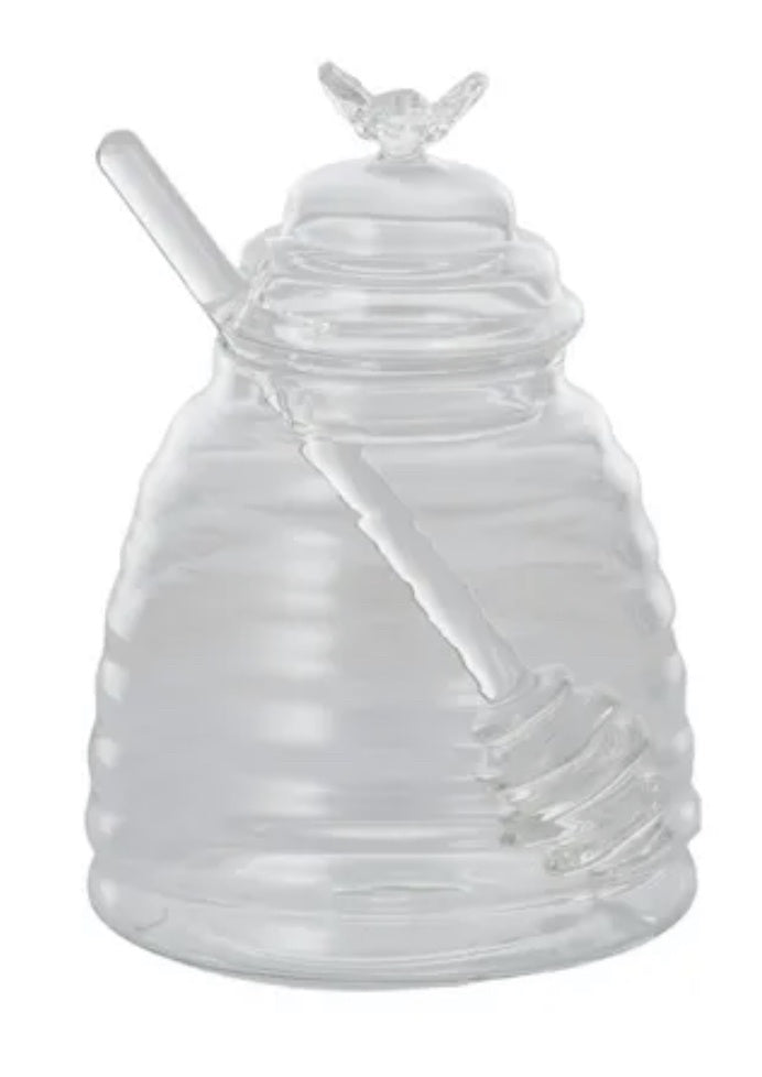 Hive Glass Honey Pot with Dipper