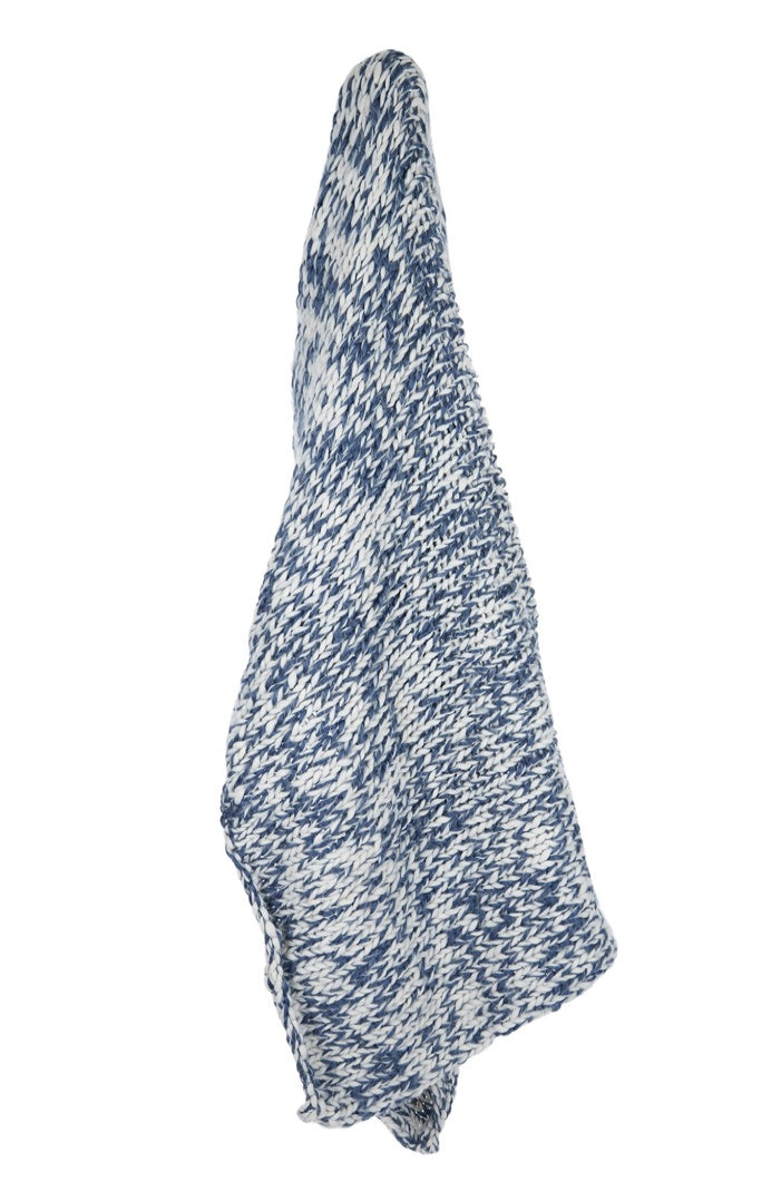 Aidan Knit Throw Ivory / Blue