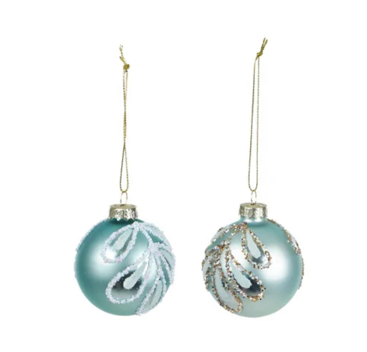 Glass Bauble Matte Green Small Assorted