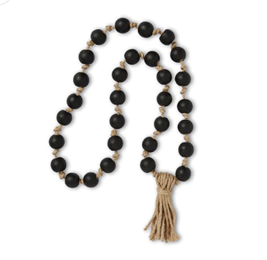 Maya Black Beads wiith Jute Tassel