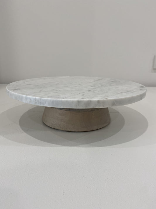 Celeste white marble cake stand