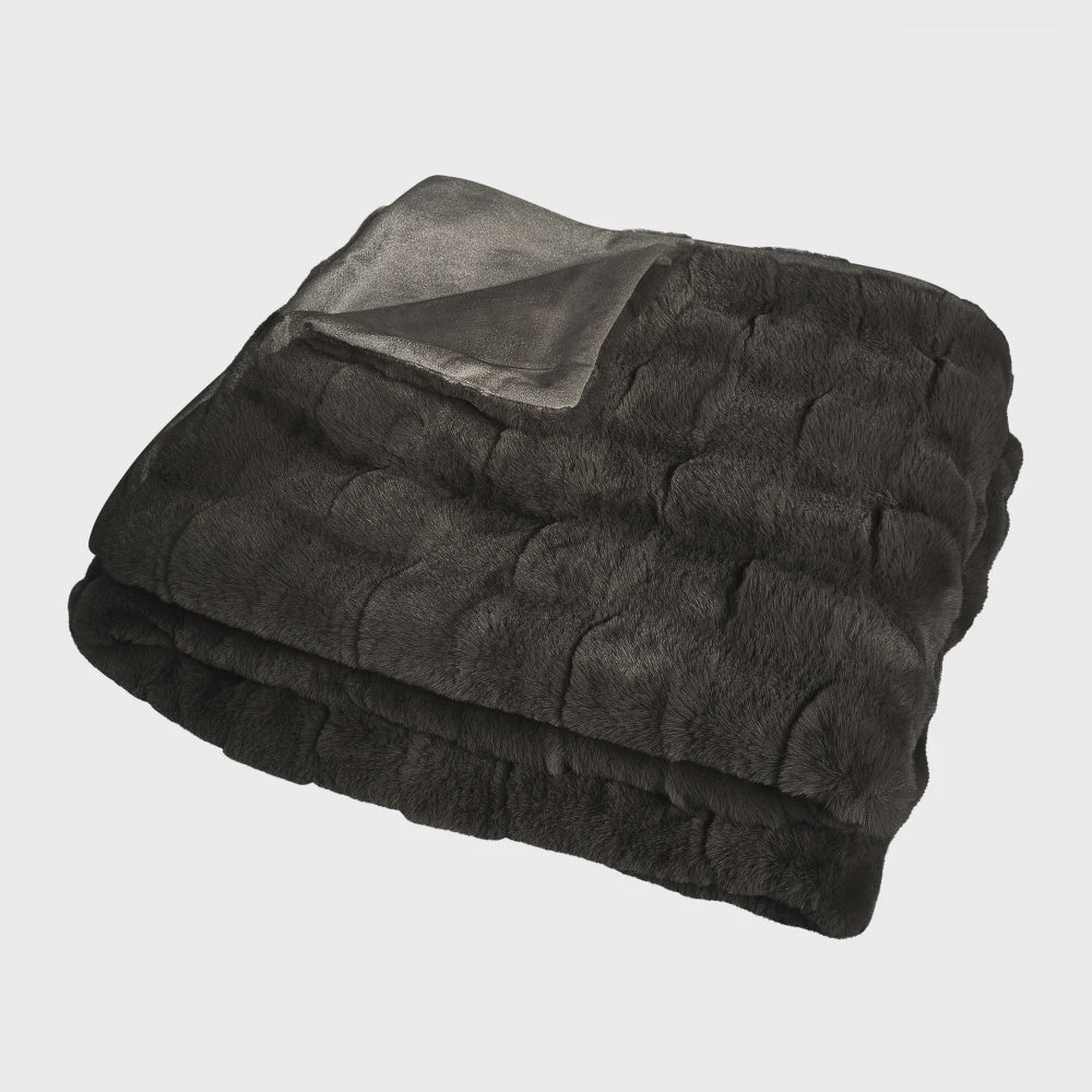 tyler faux fur blanket graphite