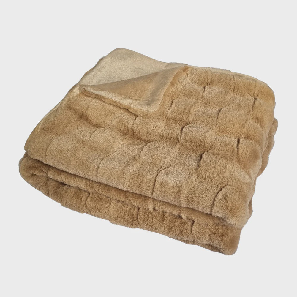 tyler faux fur blanket latte