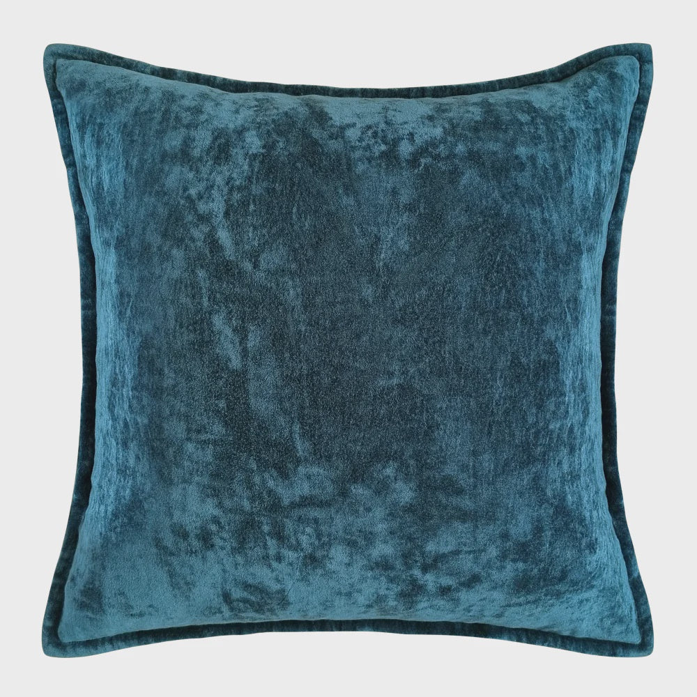 veronica cotten velvet cushion steel blue