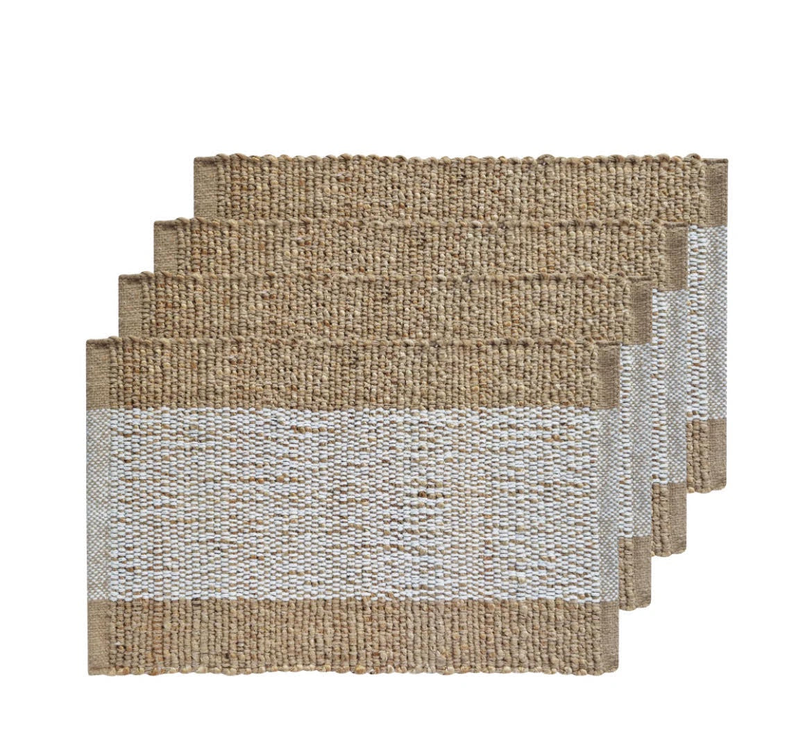 blake jute placement 4 pack 33 x 48 cm white & warm taupe