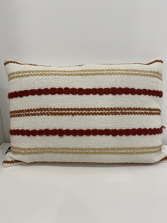 Nelson red / Orange Stitched stripe cushion