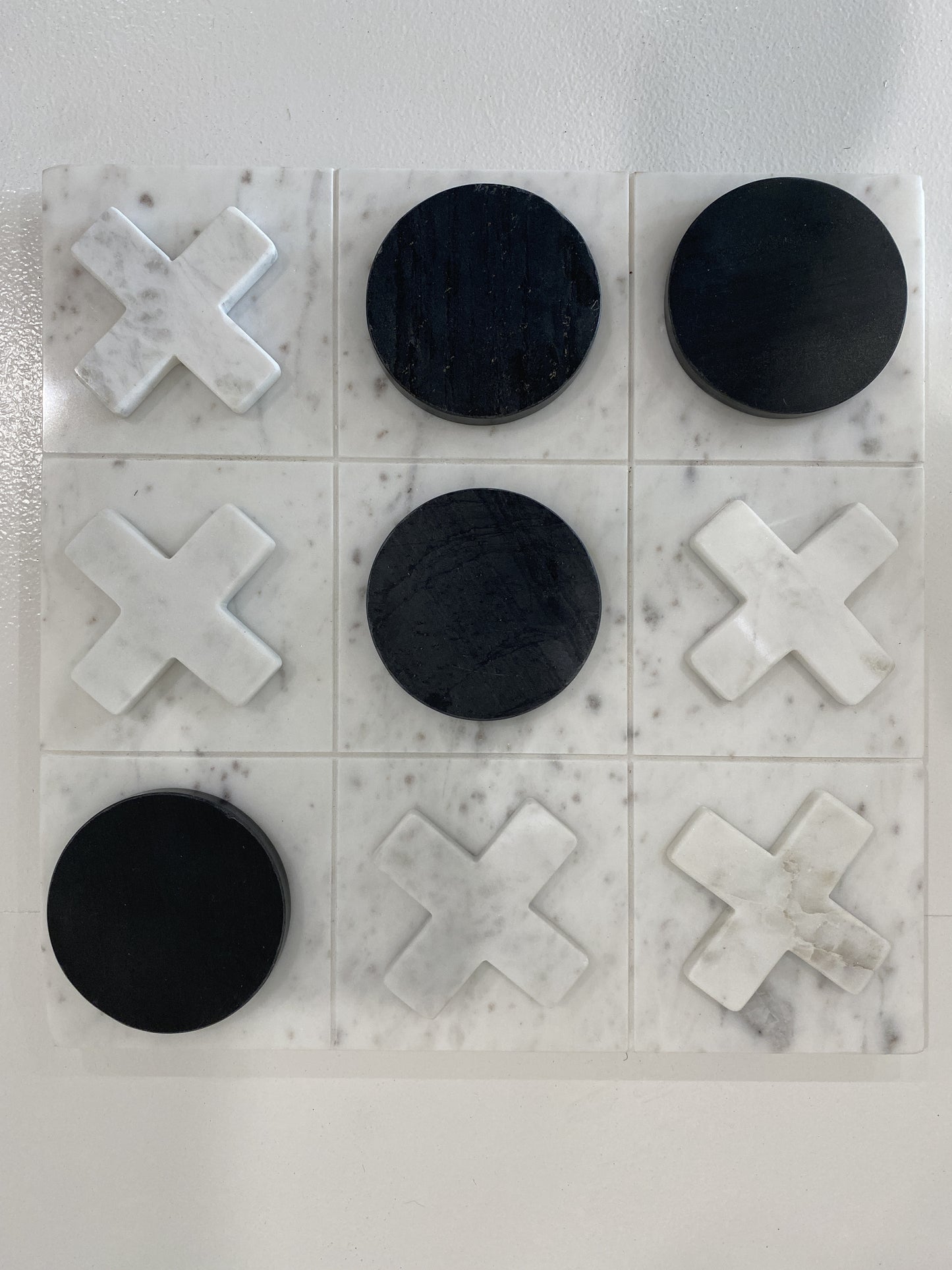 Tic Tac Toe Marble Game white and black