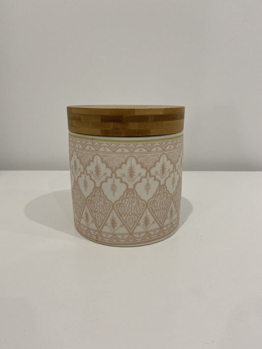 Aleah Ceramic /Wood cannister pink