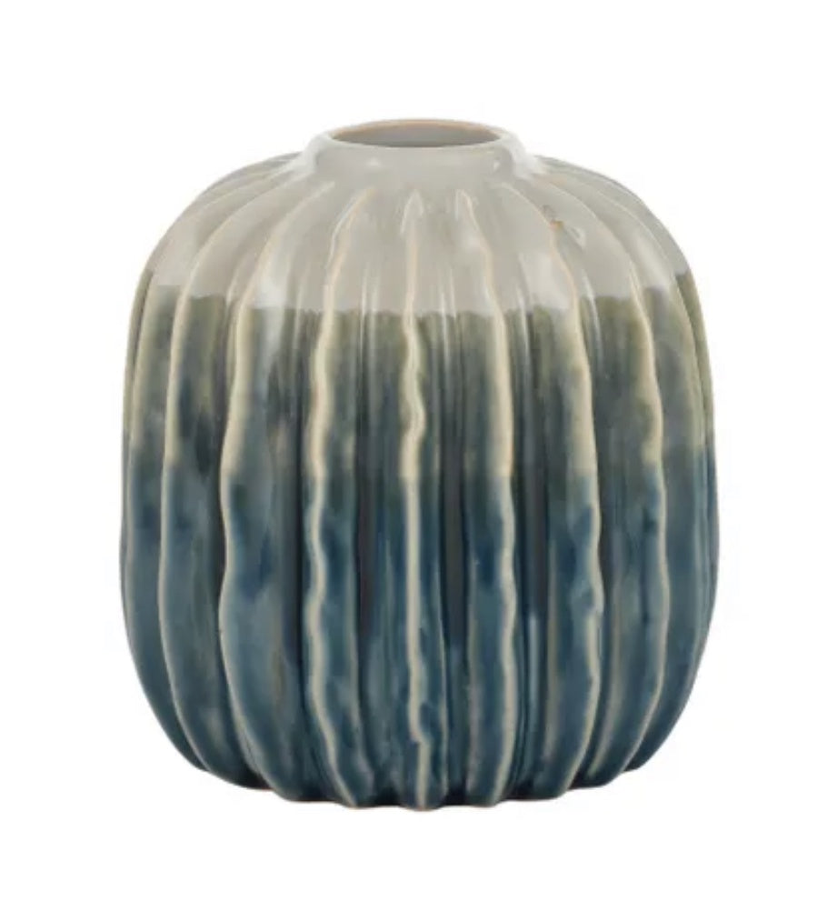 Crimp Ceramic Vase Grey/Blue