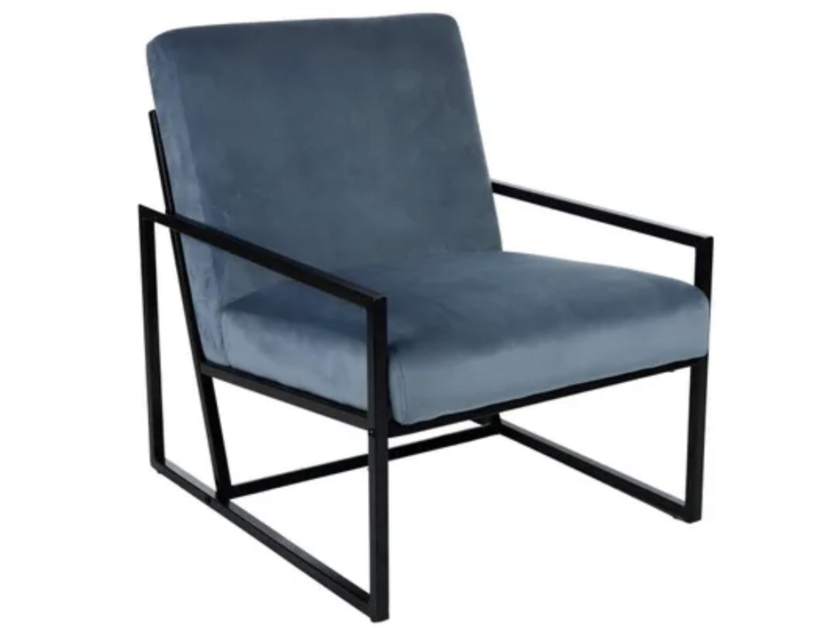 Fenley Velvet Arm Chair Steel