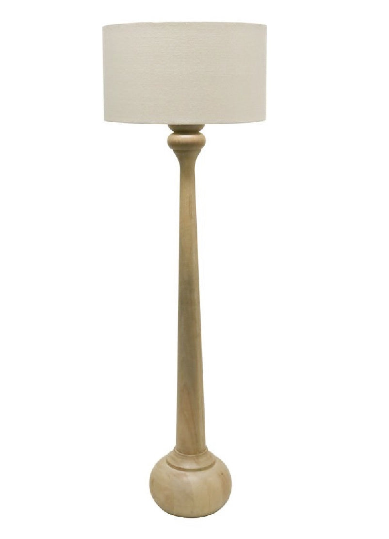 Harlow Wooden Floor Lamp - White Linen Shade