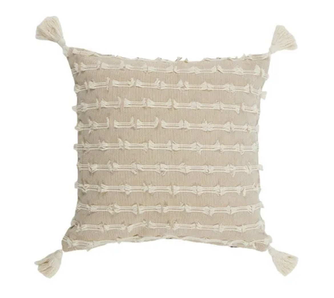 Portsea Cotton Cushion Nat/White