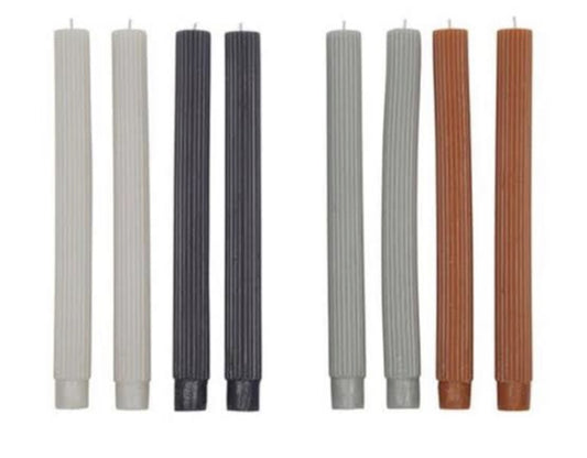 Ribbed Candles S/4 Dark Tone 2 asst