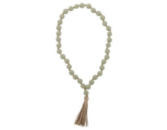 Saffron wooden hanging beads Sage