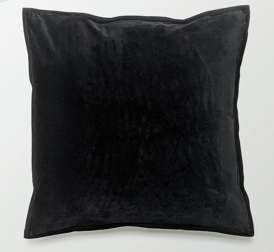 Luna Velvet and Linen Cushion Square Black