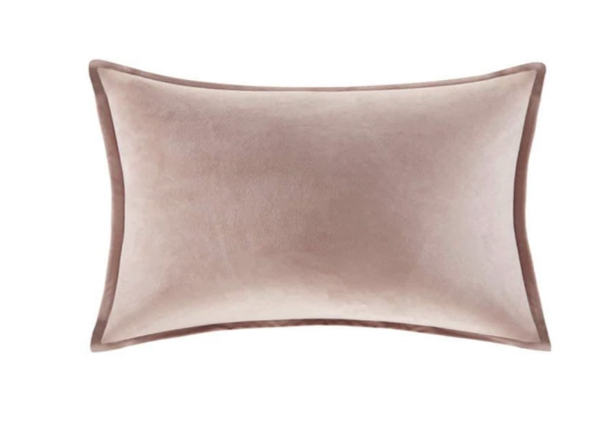 Luna Velvet and Linen Cushion Dusty Pink Rectangle