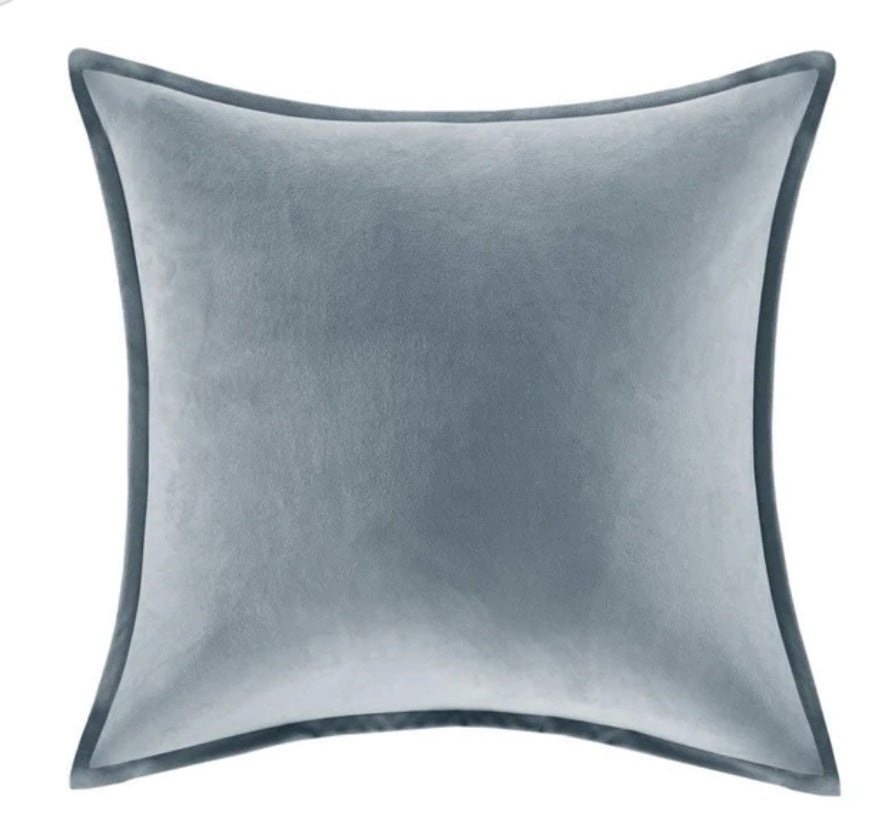 Luna Velvet and Linen Cushion Square Dusty Blue