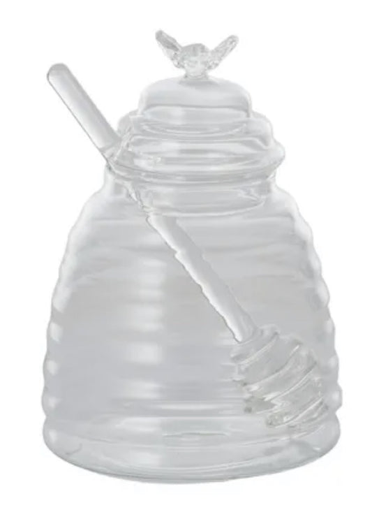 Hive Glass Honey Pot with Dipper