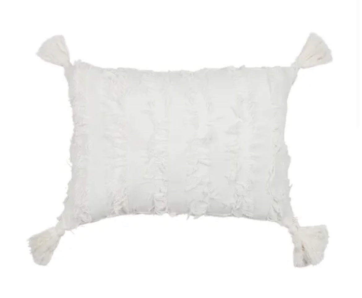 Fringe Cotton Cushion White