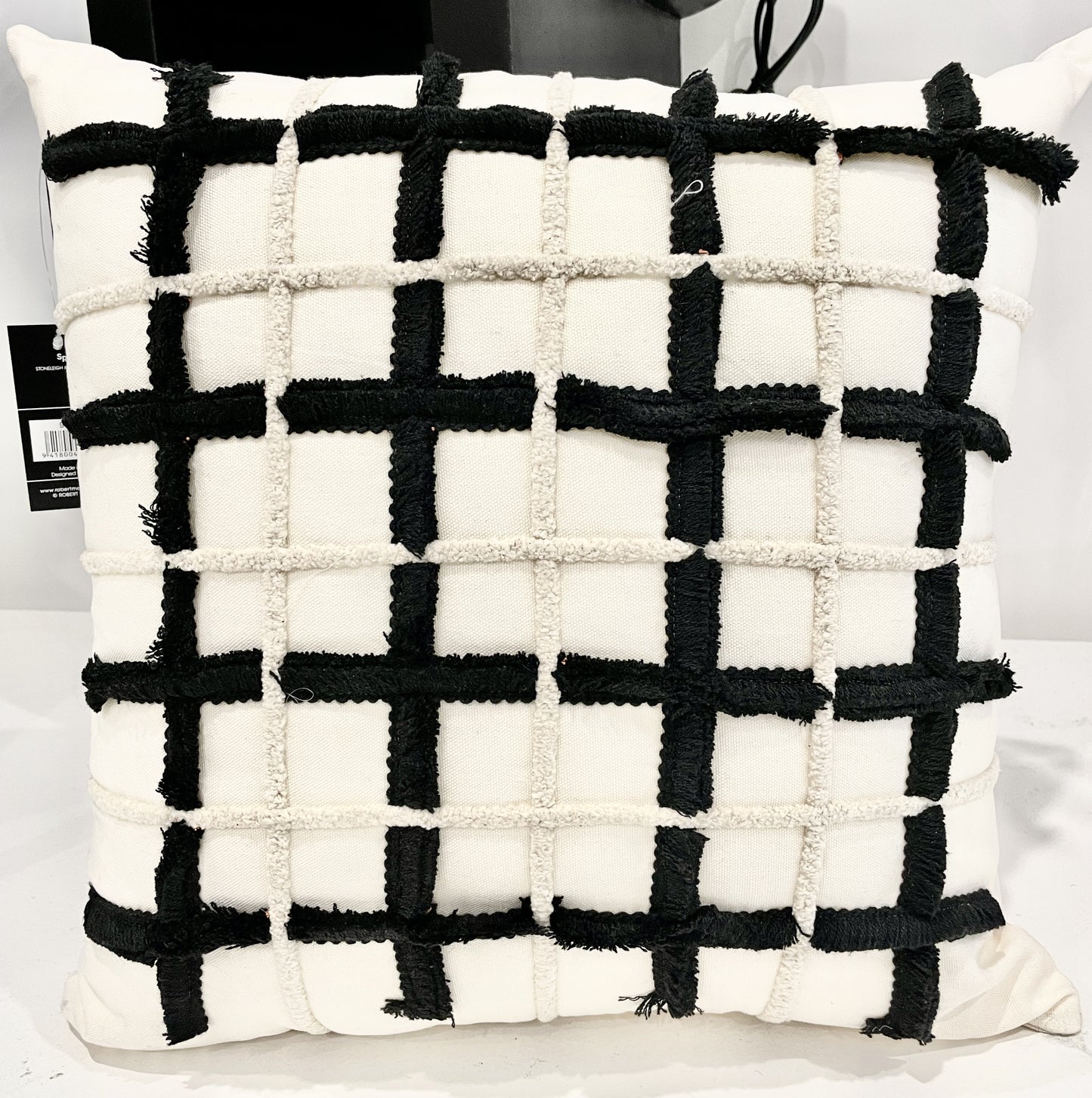 Cubed Embroide black and natural cushion