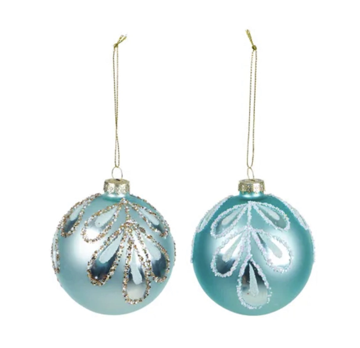Glass Bauble Matte Green Large Assorted