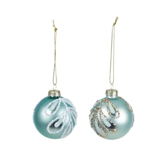 Glass Bauble Matte Green Small Assorted