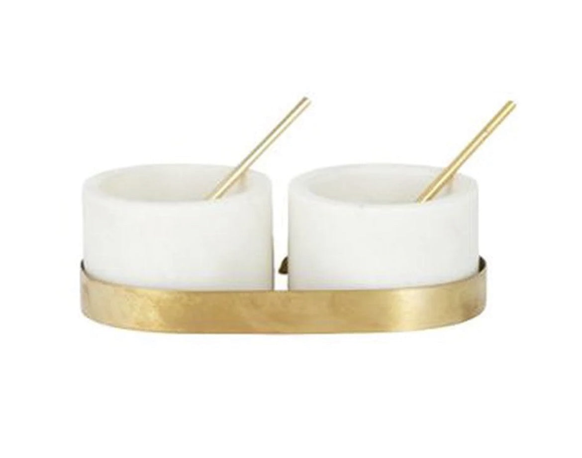 Mina Marble bowls with gold Tray