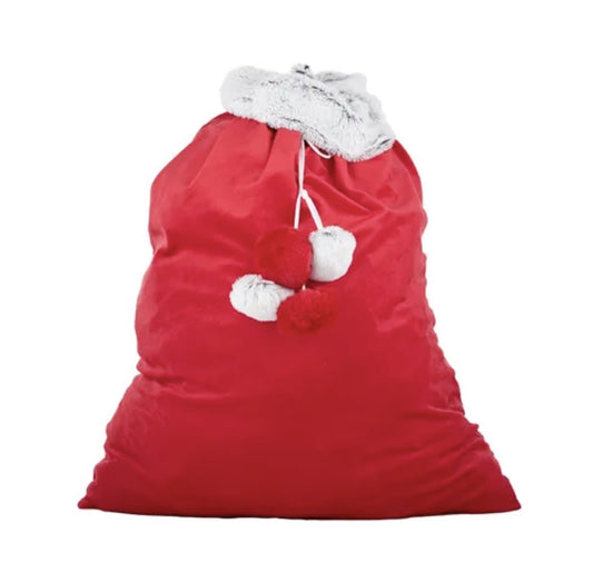 Christmas Sack with santa Poly Red