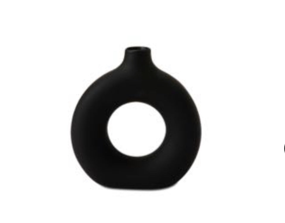 Piper Round Black Vase