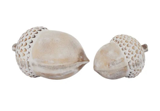 Set of 2 wood Acorns