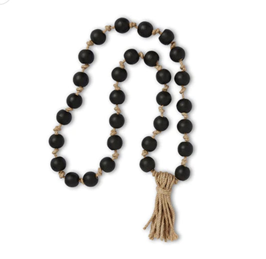 Maya Black Beads wiith Jute Tassel