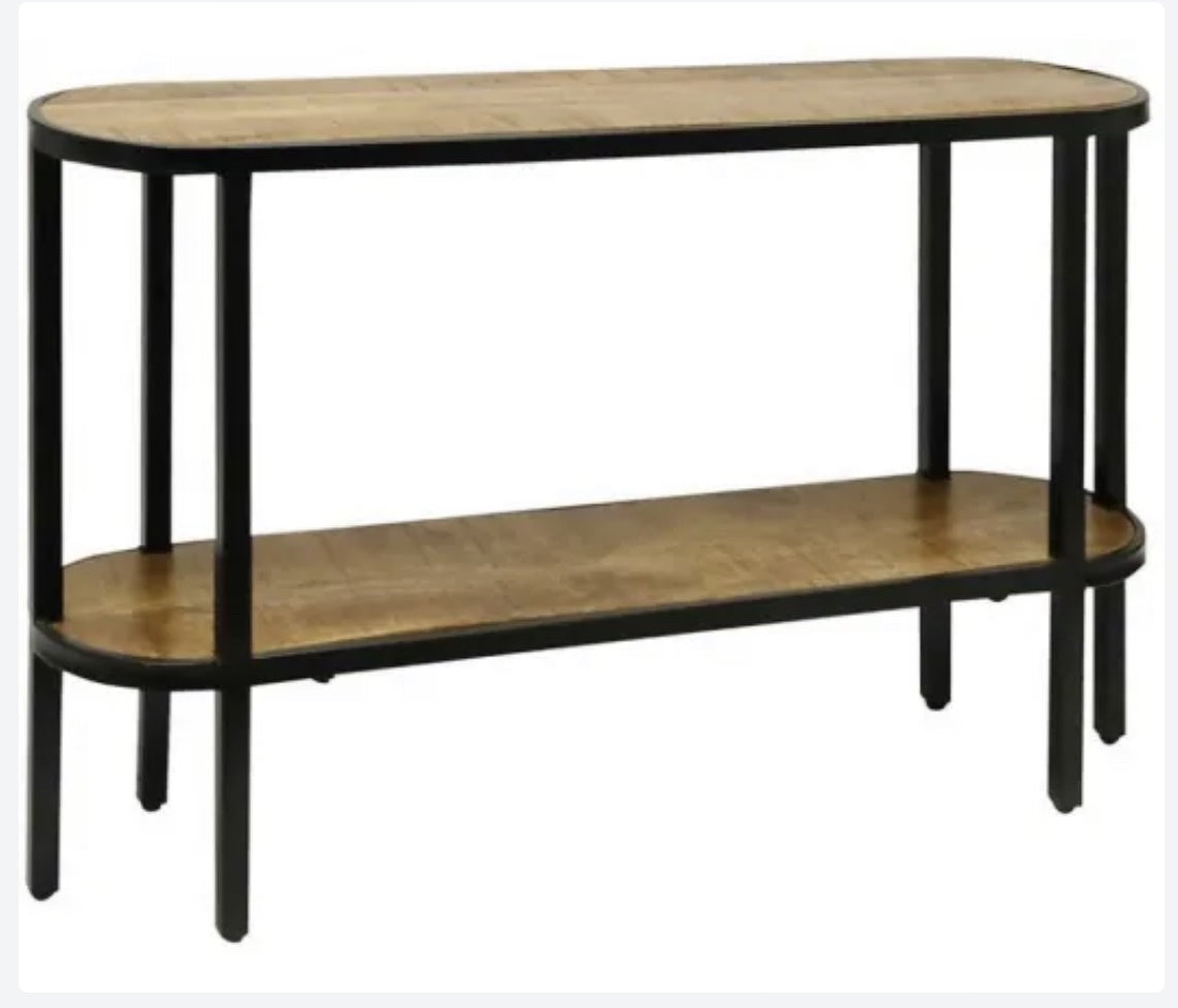 Sketch oval console table black and natural