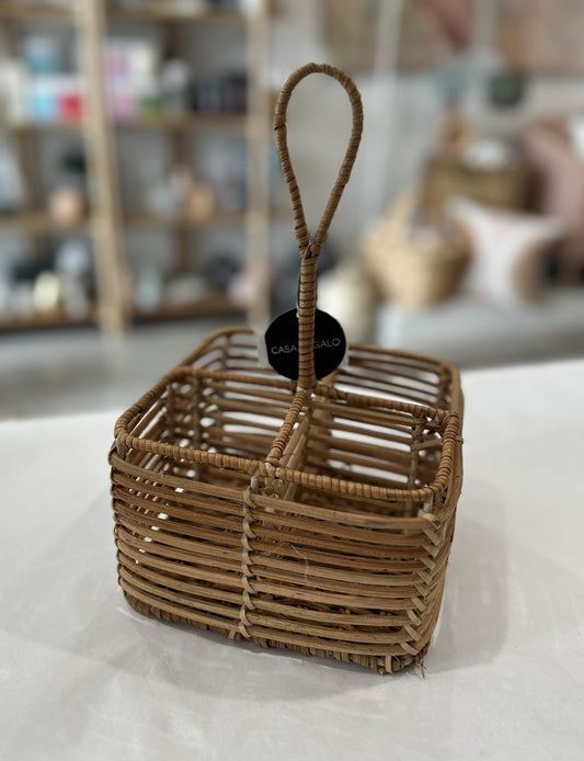 Jari Rattan square BBQ Cutlery caddy natural