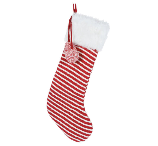 Red Christmas stocking with stripes