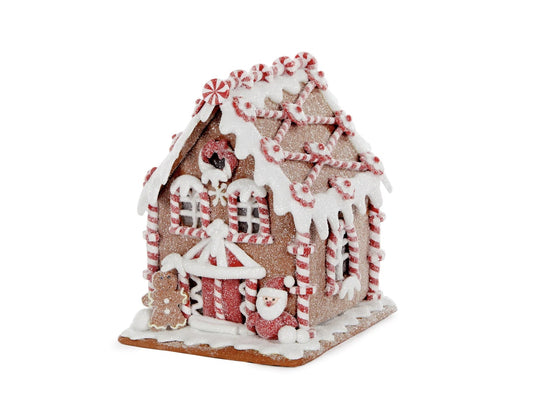 LED gingerbread house with Santa