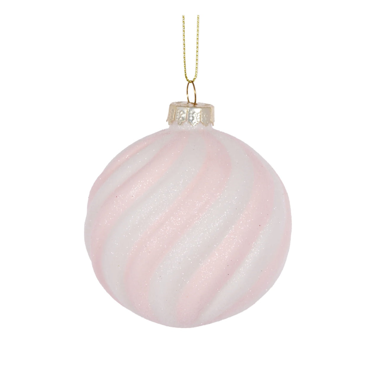 Pink and white glitter Swirl Bauble